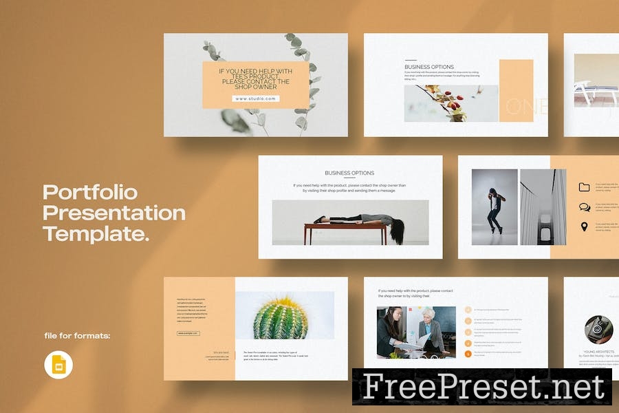 Creative Portfolio Google Slides Template CD92KAY