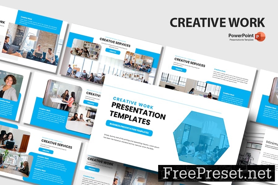 Creative Work Persentation Power Point Template QFCA9V6