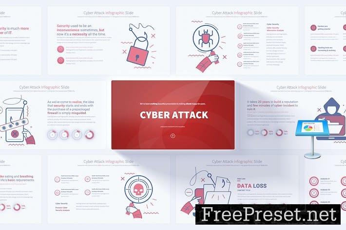 Cyber Attack - Keynote Infographics Slides