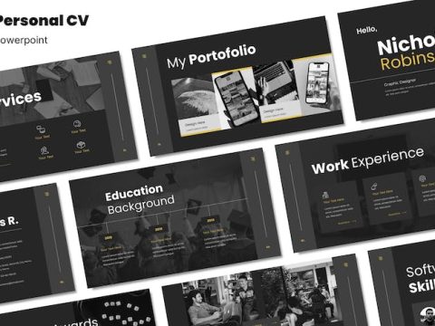 Dark Theme Personal CV - Powerpoint Template WH77CE3