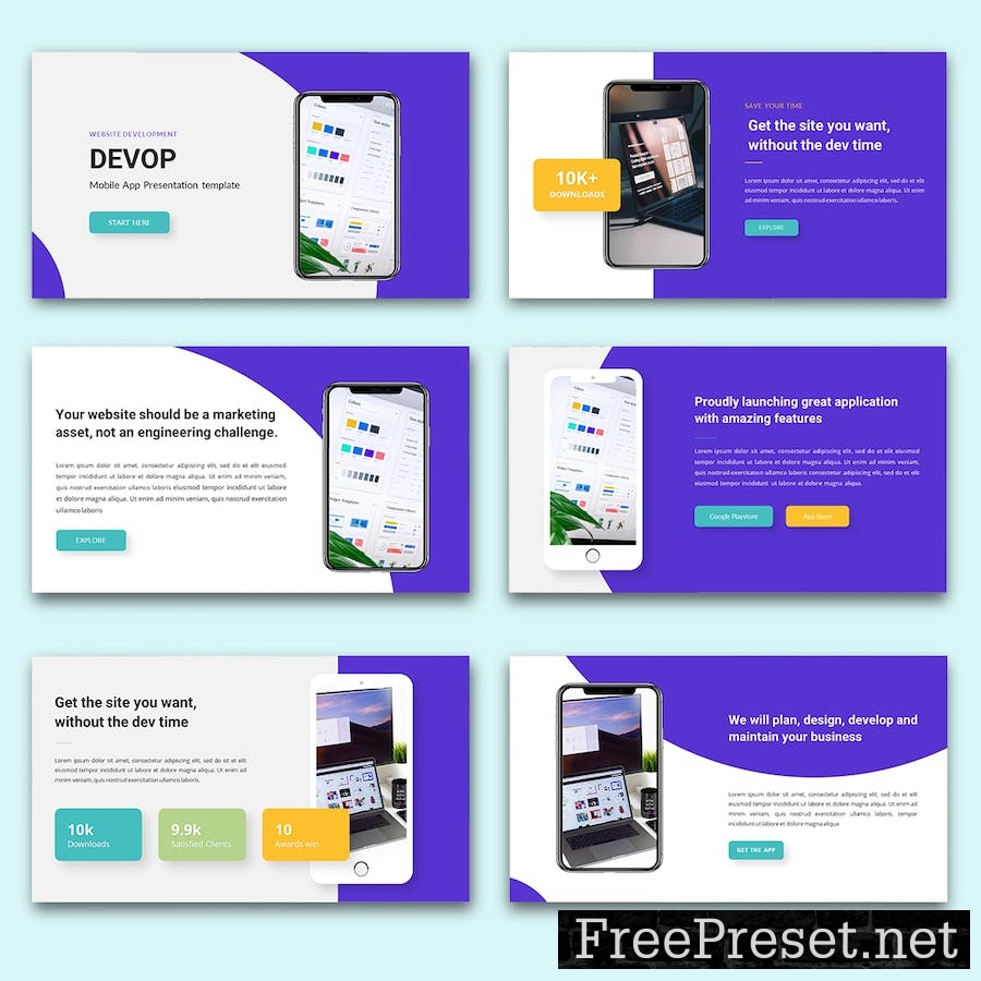 DEVOP – Mobile App PowerPoint Template UAJ782Y