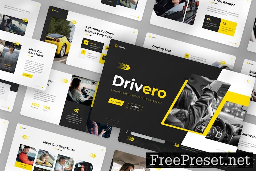 Drivero - Driving School Google Slides Template SJCU5VQ