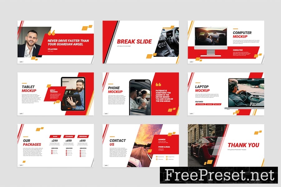 Driving School PowerPoint Presentation Template NZNLQC7