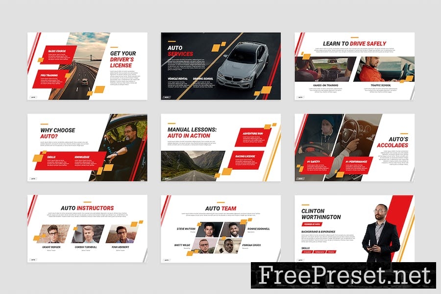 Driving School PowerPoint Presentation Template NZNLQC7