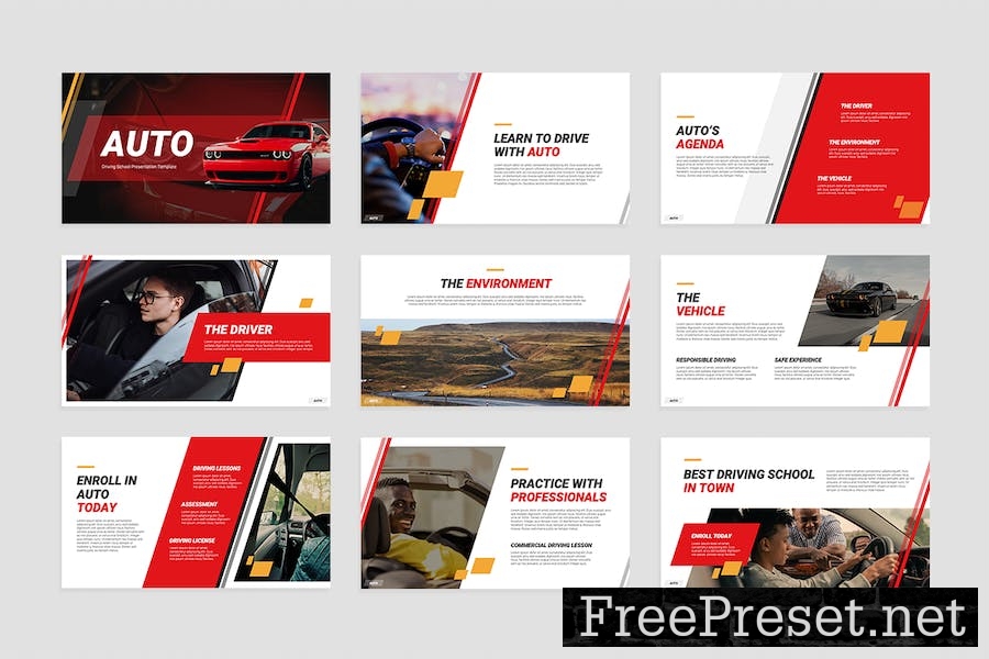 Driving School PowerPoint Presentation Template NZNLQC7