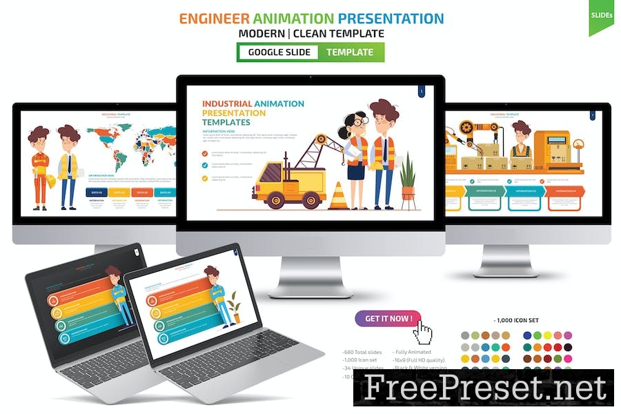 Engineer Animation Google Slides Template 4SMF5X5