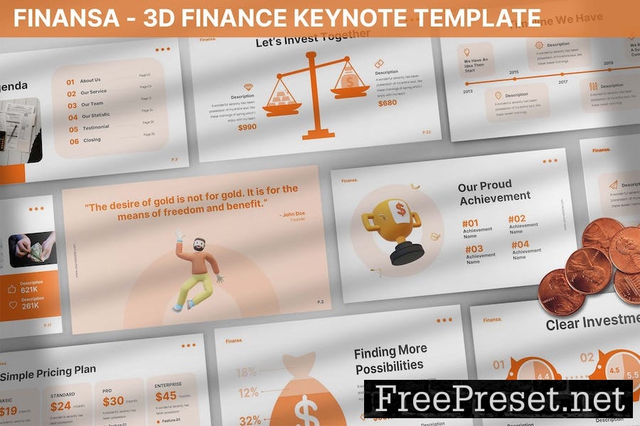 Finansa- 3D Finance Keynote Template