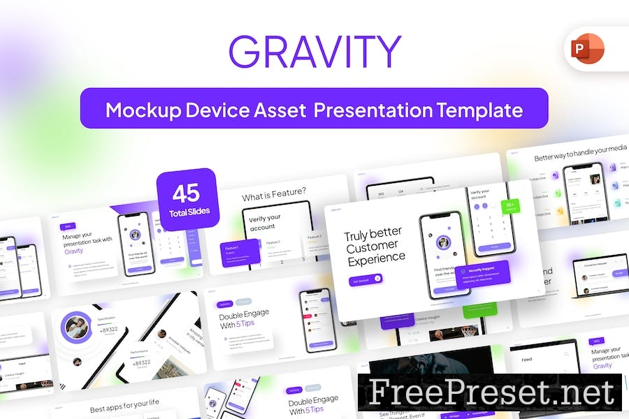 Gravity Mockup Device Asset PowerPoint Template VWNA9YP