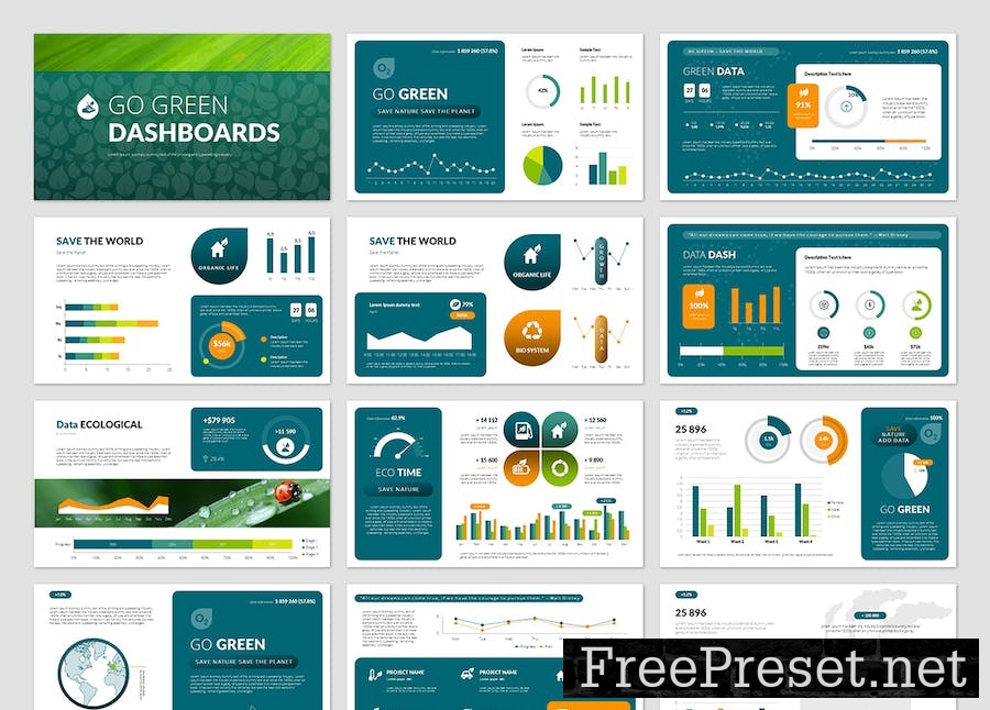 Green Dashboards PowerPoint Presentation Template 7K9825F