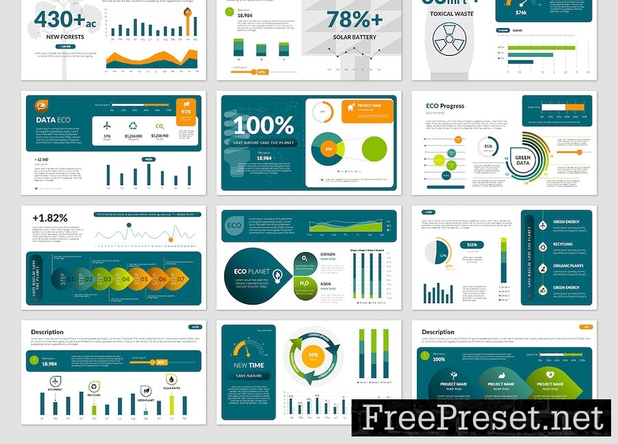 Green Dashboards PowerPoint Presentation Template 7K9825F