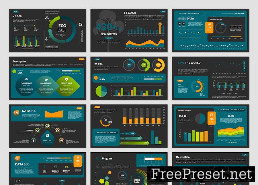 Green Dashboards PowerPoint Presentation Template 7K9825F