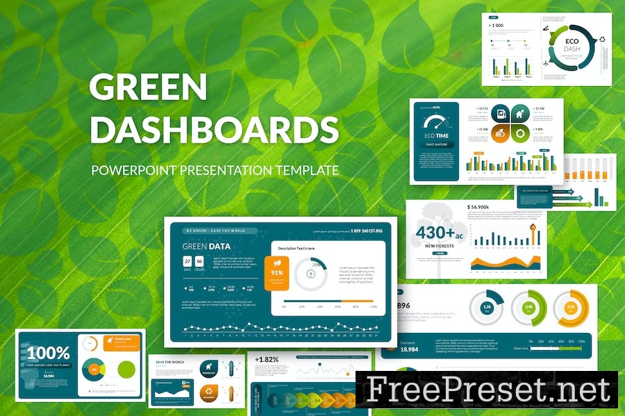 Green Dashboards PowerPoint Presentation Template 7K9825F