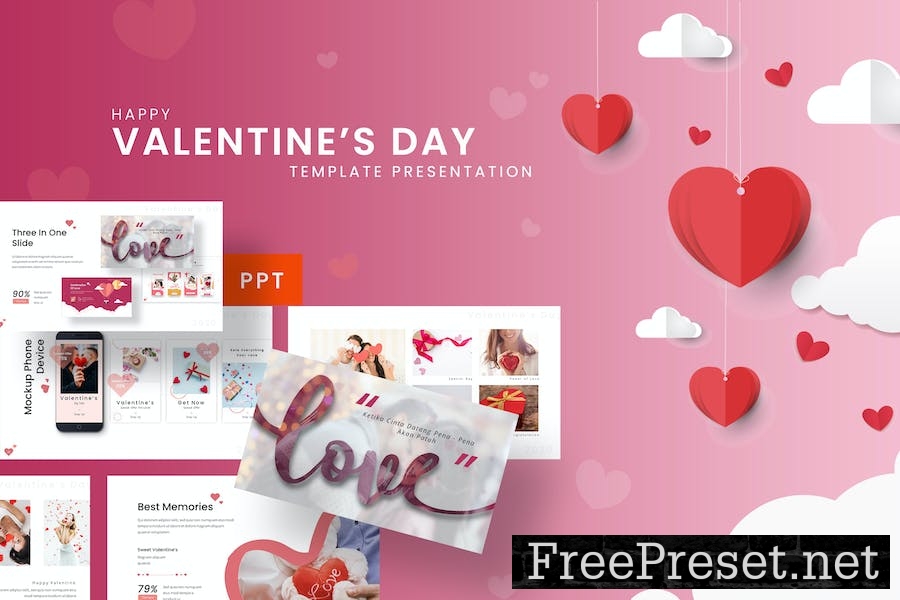 Happy Valentine - Romantic Powerpoint Template C3K5DUC