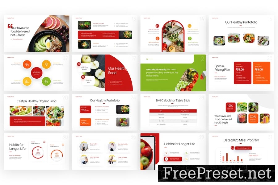 Healthy Food Creative PowerPoint Template HKE2GKY