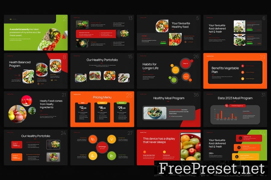 Healthy Food Creative PowerPoint Template HKE2GKY