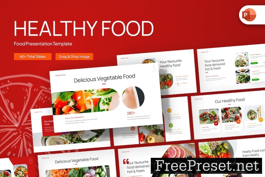 Healthy Food Creative PowerPoint Template HKE2GKY