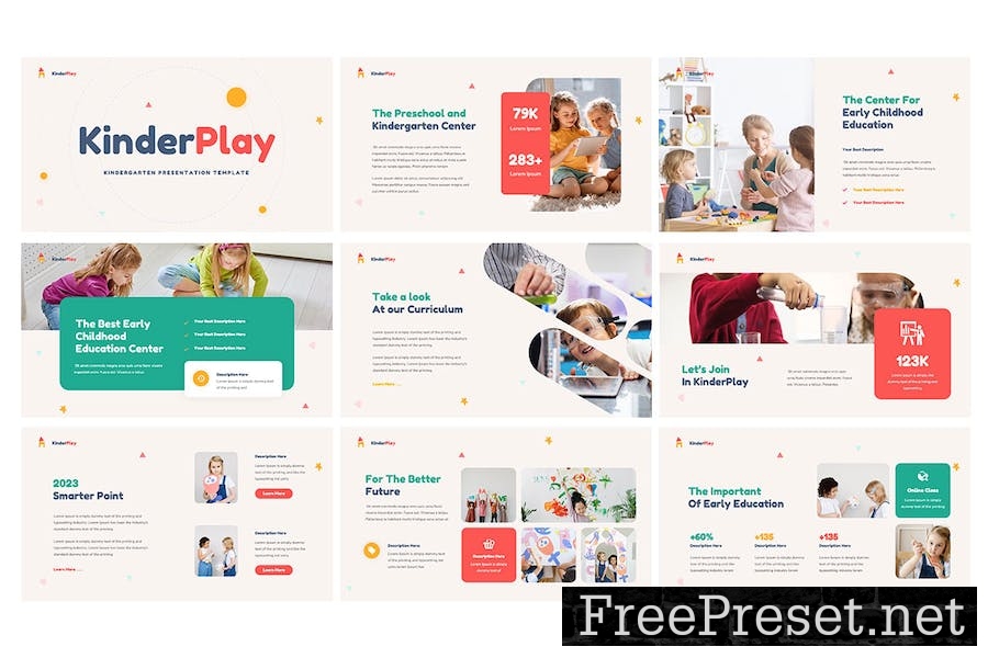 KinderPlay - Kindergarten Powerpoint Template ZD7J4AV