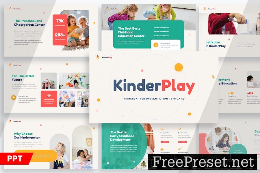 KinderPlay - Kindergarten Powerpoint Template ZD7J4AV