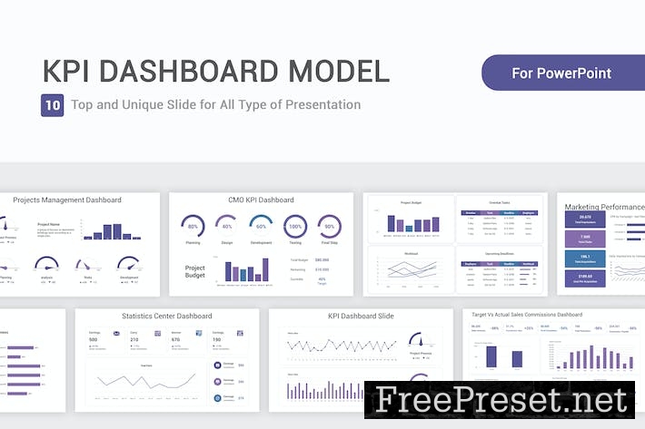 KPI Dashboard Model PowerPoint Template URYDYEG