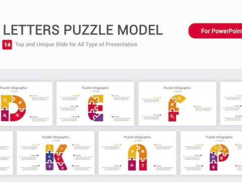 Letters Puzzle Model PowerPoint Template MUB57YJ