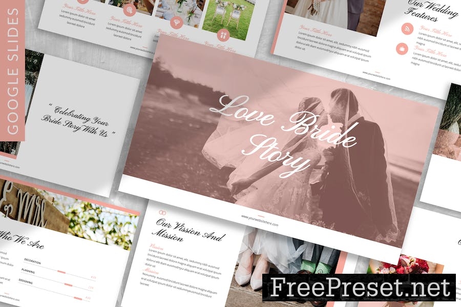 Love Bride Story - Wedding Google Slide Template UQDJDXT