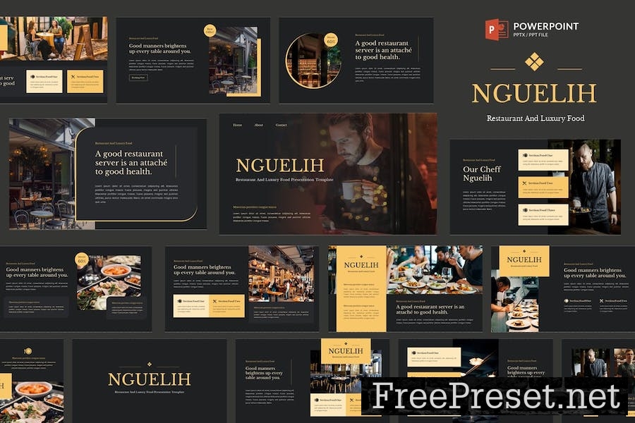 Luxury Food & Restaurant Powerpoint Template D6XS863