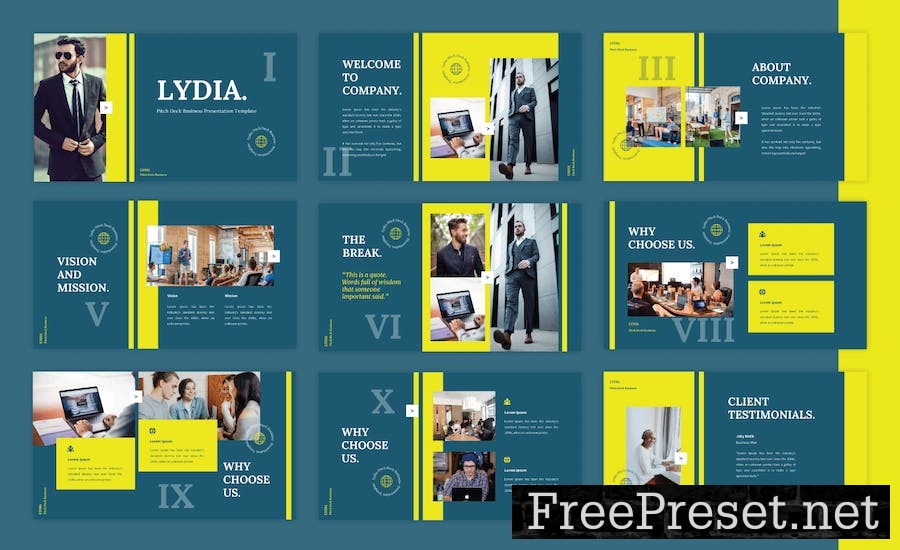 Lydia - Pitch Deck Business Powerpoint Template GRPEPHN