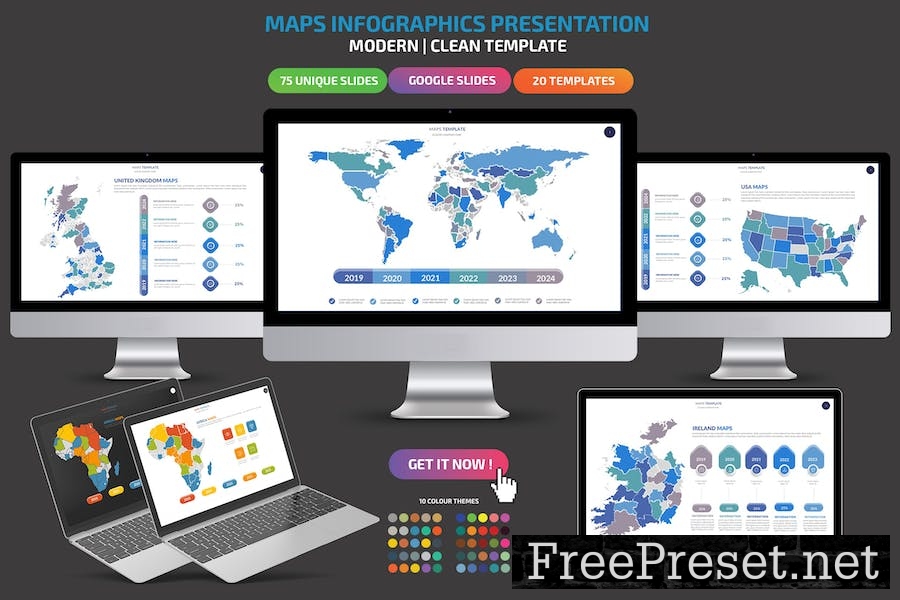 Maps Infographic Google Slides Templates