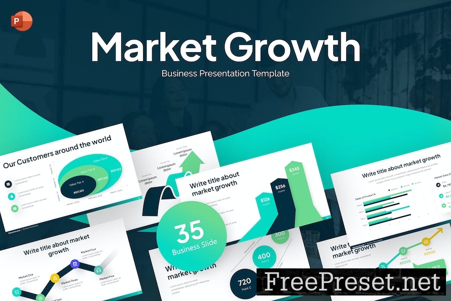 Market Growth Business PowerPoint Template PJL7DBZ