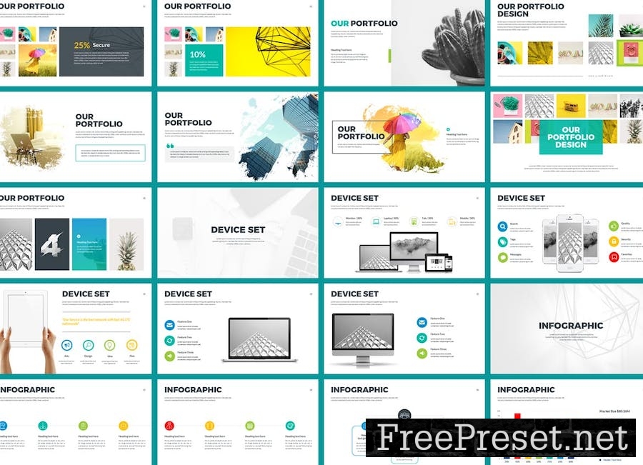 Modern Portfolio PowerPoint Presentation Template R87RT9M