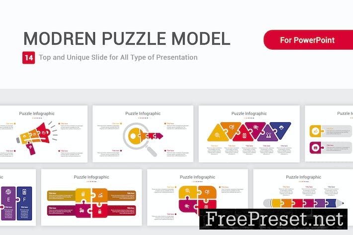 Modern Puzzle Model PowerPoint Template 86MYBW6