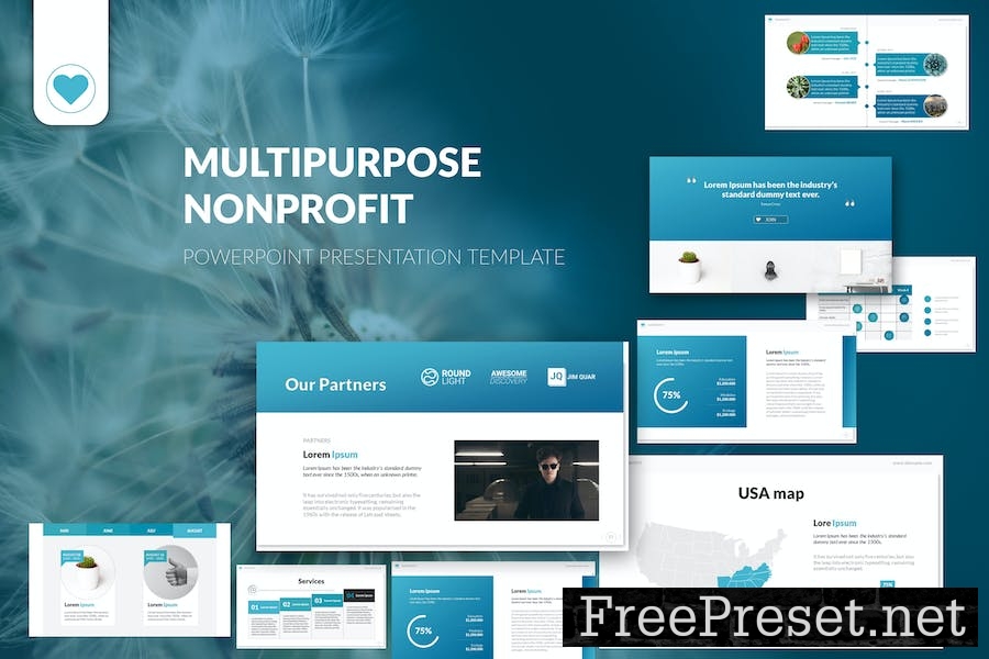 Multipurpose Nonprofit PowerPoint Presentation RQMUD54