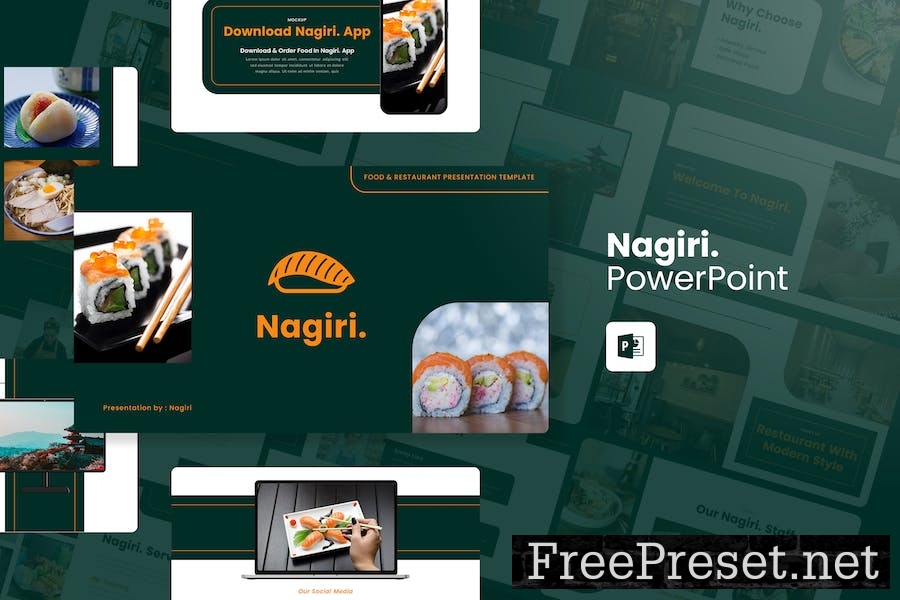 Nagiri - Food And Restaurant PowerPoint Template X6J3FFU