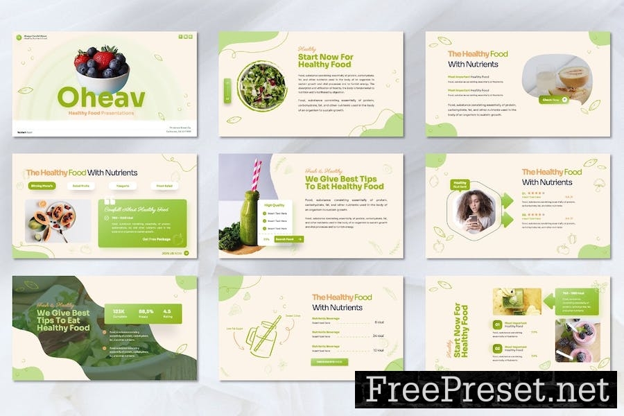 Oheav - Healthy Food Powerpoint Template Q3EQX56