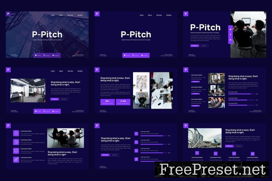 P-Pitch Startup Pitch Deck Google Slides Template BDKJHGQ