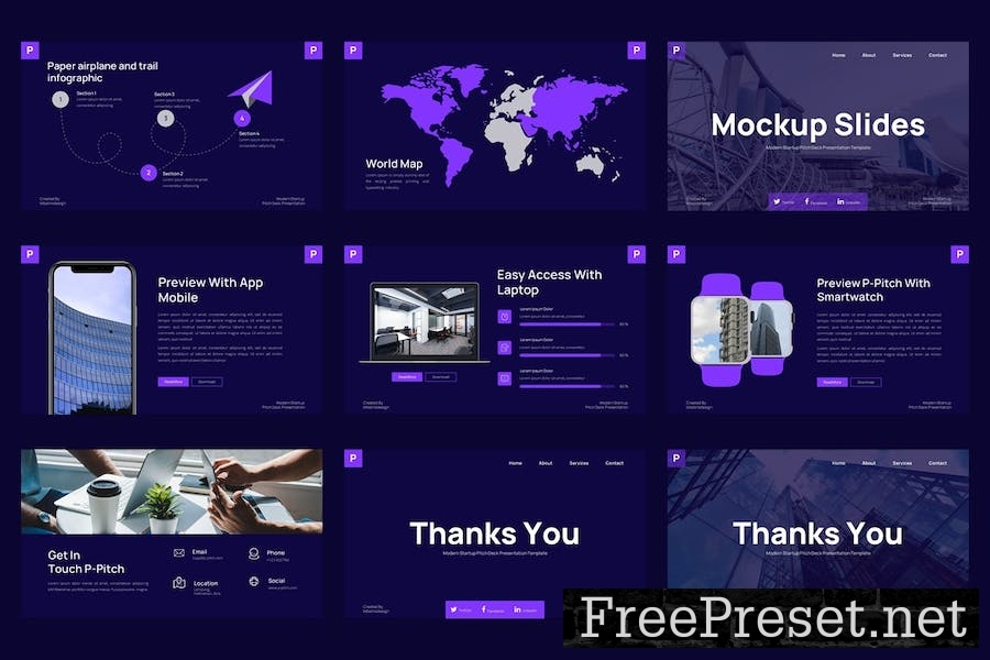 P-Pitch - Startup Pitch Deck Powerpoint Template 9TS52X3