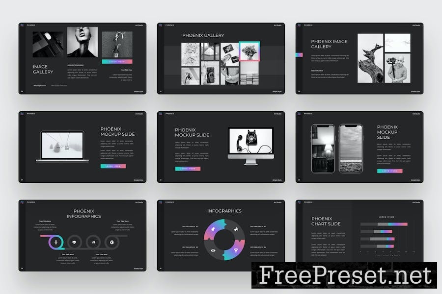 Phoenix - Google Slides Art Studio template F8V2DJ6