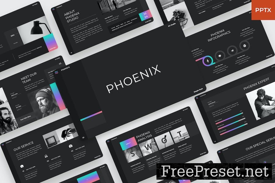 Phoenix - PowerPoint Art Studio template HMMTU8F