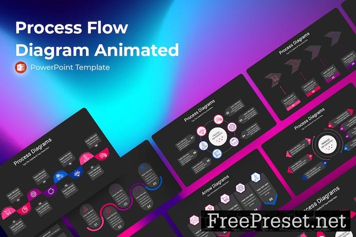 Process Flow Diagram Animated Powerpoint Template S2HKQNT