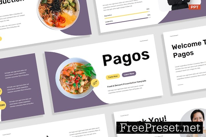 Purple Yellow Food Presentation Template 023