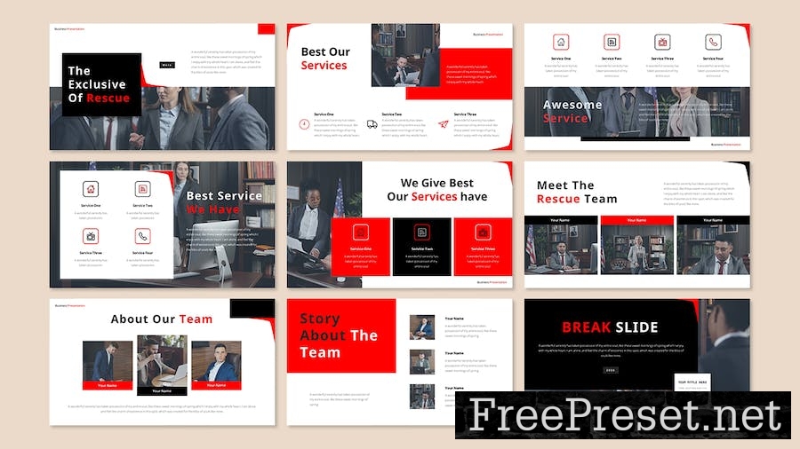 Rescue - Business Presentation PowerPoint Template HPNTGMG