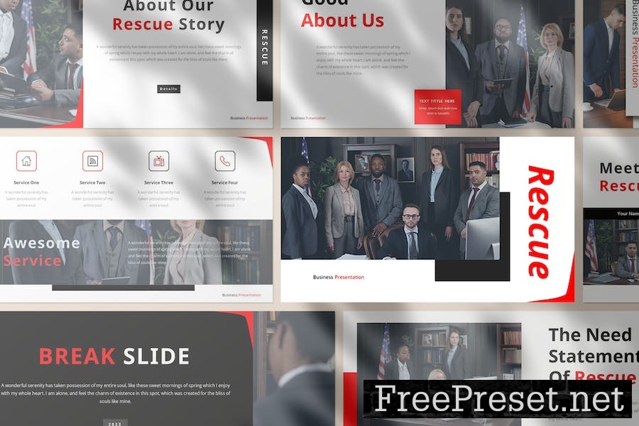 Rescue - Business Presentation PowerPoint Template HPNTGMG