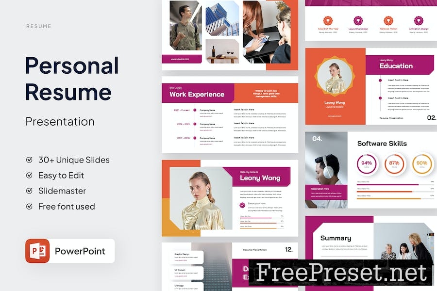 Resume Powerpoint Template P3D6KDR