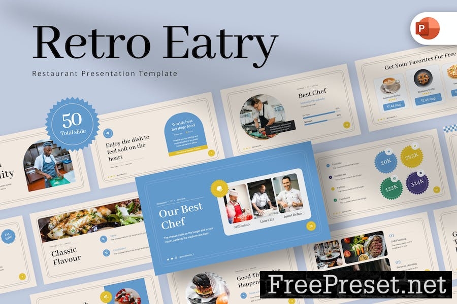 Retro Eatery Restaurant PowerPoint Template QVQEGPW