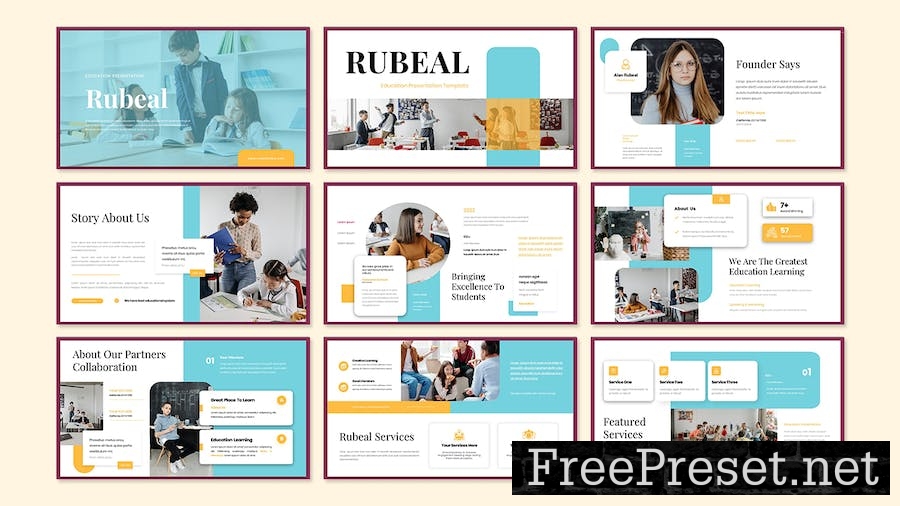 Rubeal Education Presentation PowerPoint Template CXM7ZS6