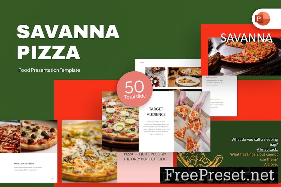 Savanna Pizza Food PowerPoint Template B2HMU79