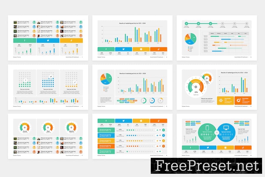 Social Media KPI Dashboard for PowerPoint