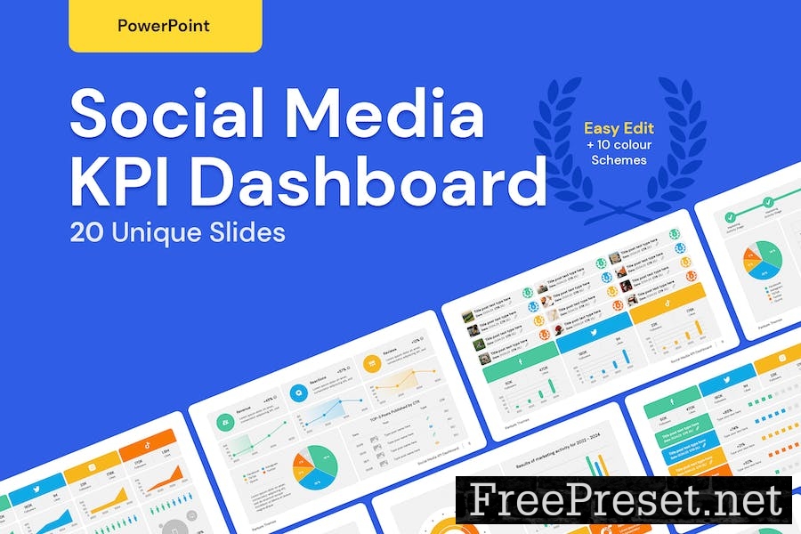 Social Media KPI Dashboard for PowerPoint