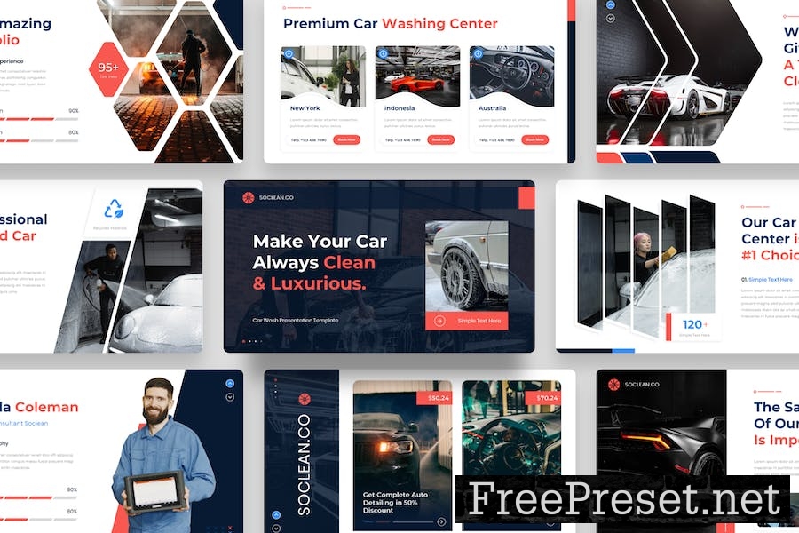 Soclean - Car Wash PowerPoint Template UQHXGSH