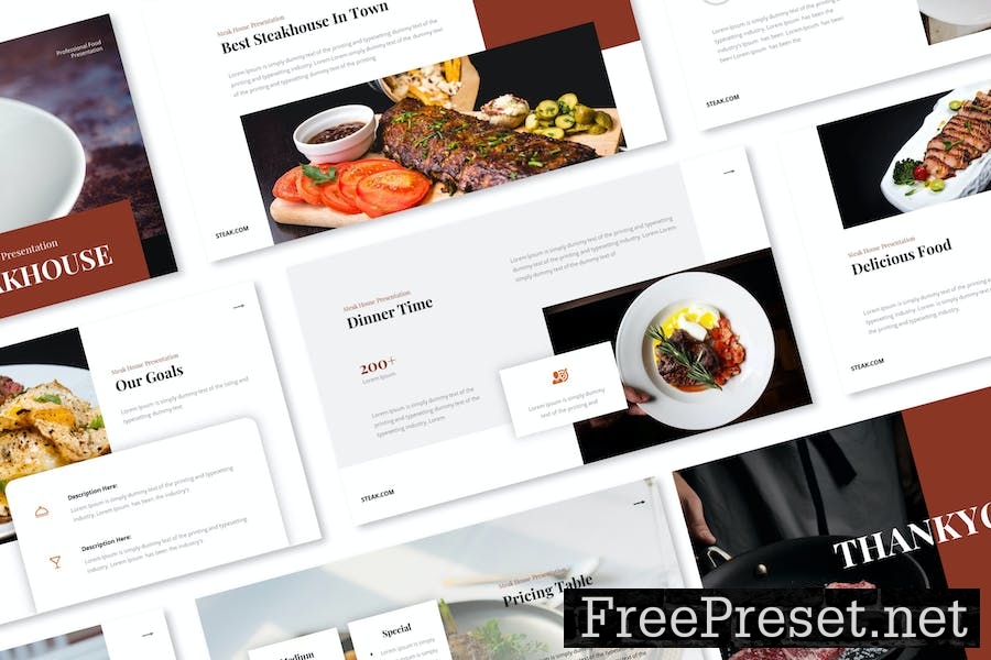 Steakhouse Google Slides Presentation Template D5XT5YT